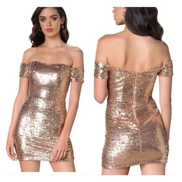 Dress The Population Jada metallic Sequin mini Dress Women’s XXL Off Shoulder - Picture 1 of 13